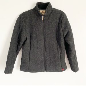 WOOLRICH Quilted Wool Coat Jacket Gray Full Zip